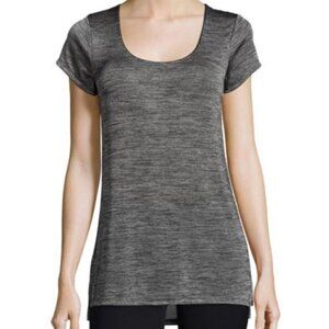 VINCE Gray Metallic Space Dye Round Neck Short Sleeve‎ Knit Top XS